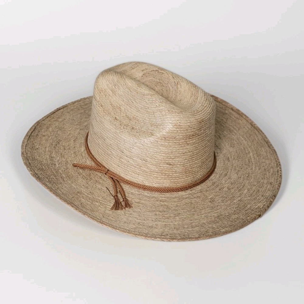 Vintage Elegant  Stiff Straw Cowboy Hat Size 57  US 7 1/8 Made In Mexico